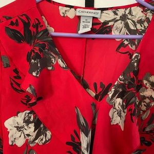 Red flower blouse